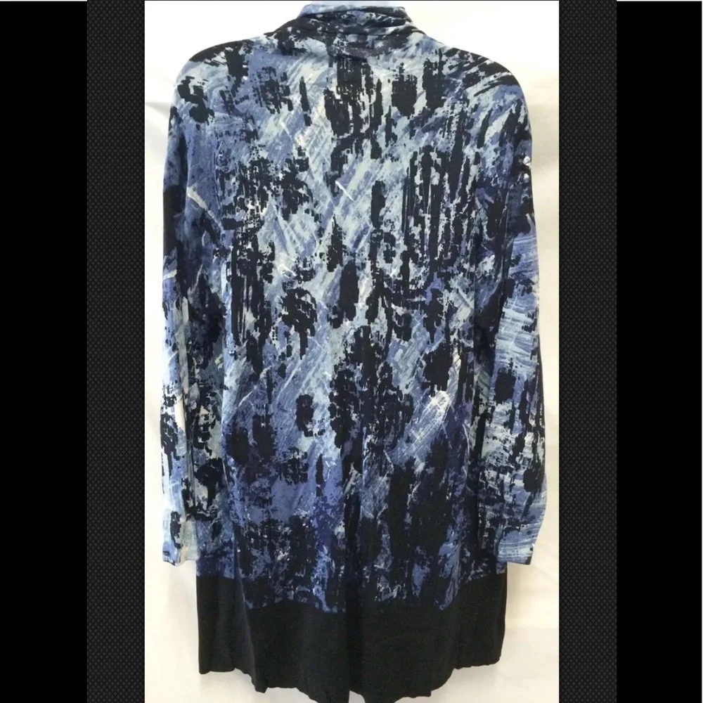 NIC + ZOE Tunic Open Cardigan Sweater Shawl Cotton Blue